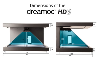 Dimensions of the Dreamoc HD3 pyramid