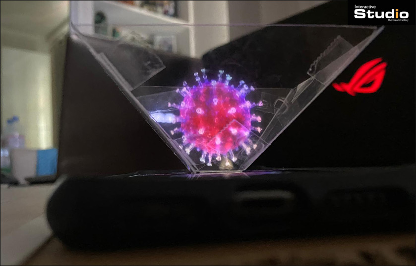 Fabriquez un projecteur holographique pour smartphone et visualisez le Virus COVID-19 en 3D