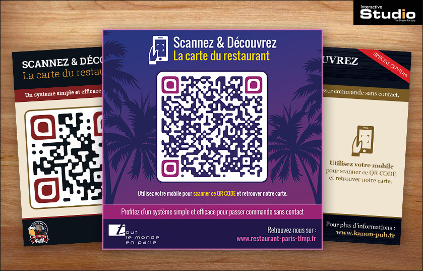 Création de QR Code pour les restaurants, bar Hôtels, carte sans contact sécurité COVID19