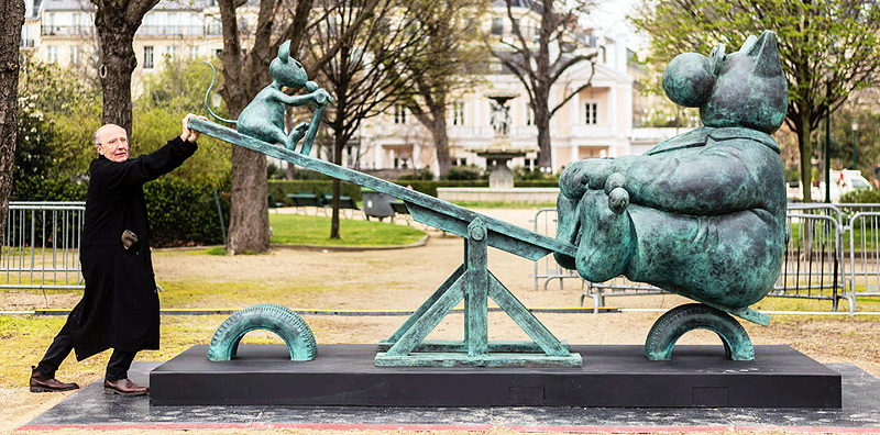 Les sculptures de Geluck sur les Champs Elysées