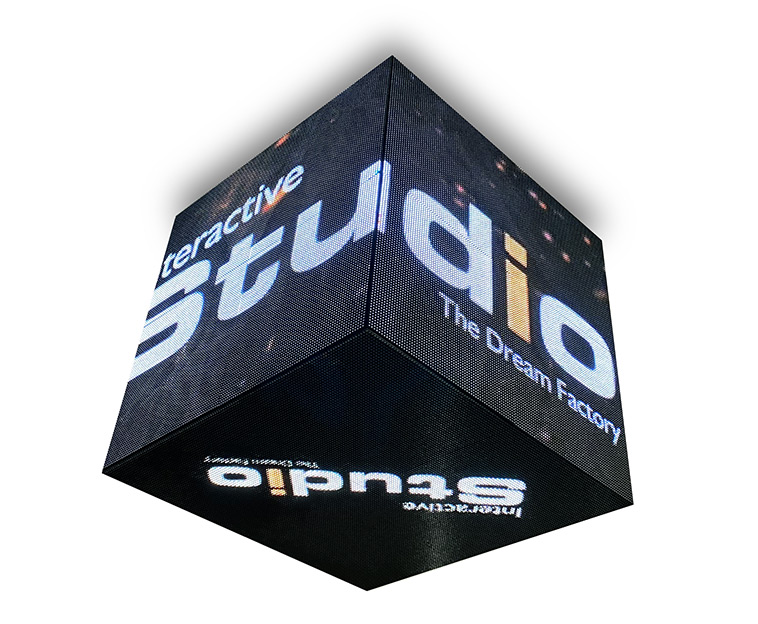Cube LED 5 Faces enseigne indoor outdoor The Kube : solution d'enseigne LED indoor / outdoor connectée