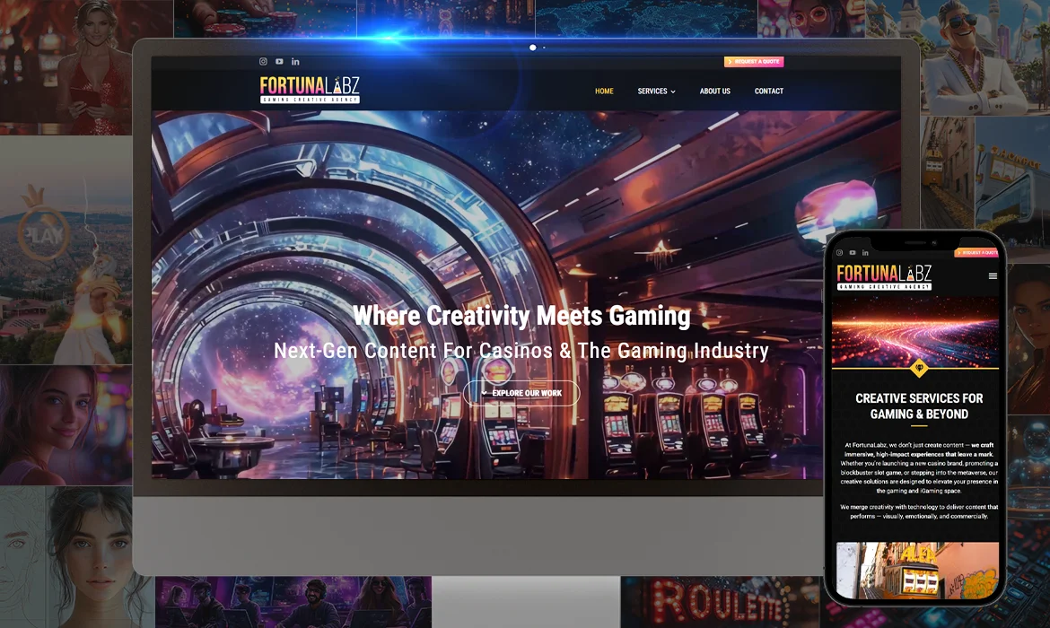 Création du site web de FortunaLabz – Agence créative spécialisée casino & gaming