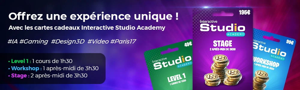 Carte cadeaux Interactive Studio Academy Interactive Studio Academy : Formation nouvelles technologies Paris 17