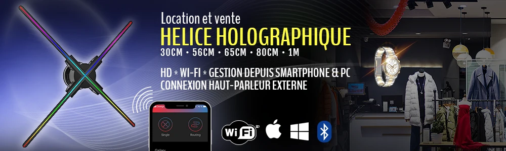Hélice holographique HoloRotor Pro : HD, Bluetooth, WiFi, télécommande Hélice holographique HoloRotor Pro : HD, Bluetooth, WiFi, télécommande