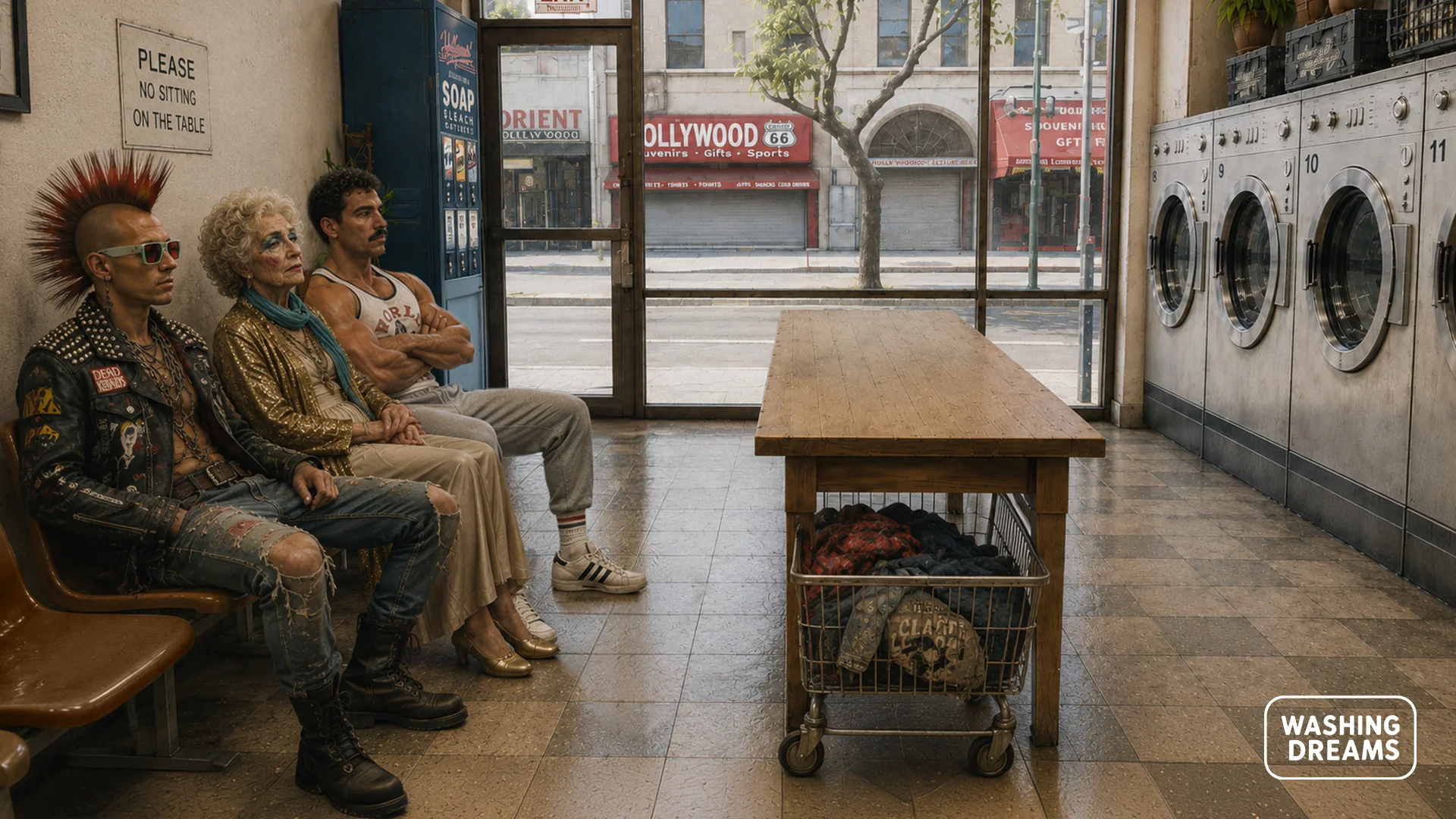 Peter, Gloria et Tom attendent patiemment leur linge... ou autre chose ?