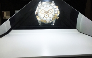 3D hologram of a Rolex watch in the NOVA pyramid