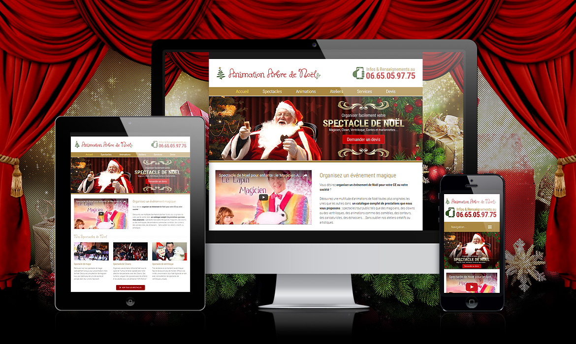 animation-abre-de-noel-creation-web-site-evenementiel So Magic, société spécialisée dans les animations pour les arbres de Noël d