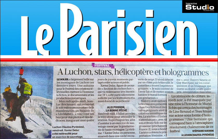 article-le-parisien-hologramme-luchon Article dans le magasin Le Parisien sur les hologrammes de Luchon