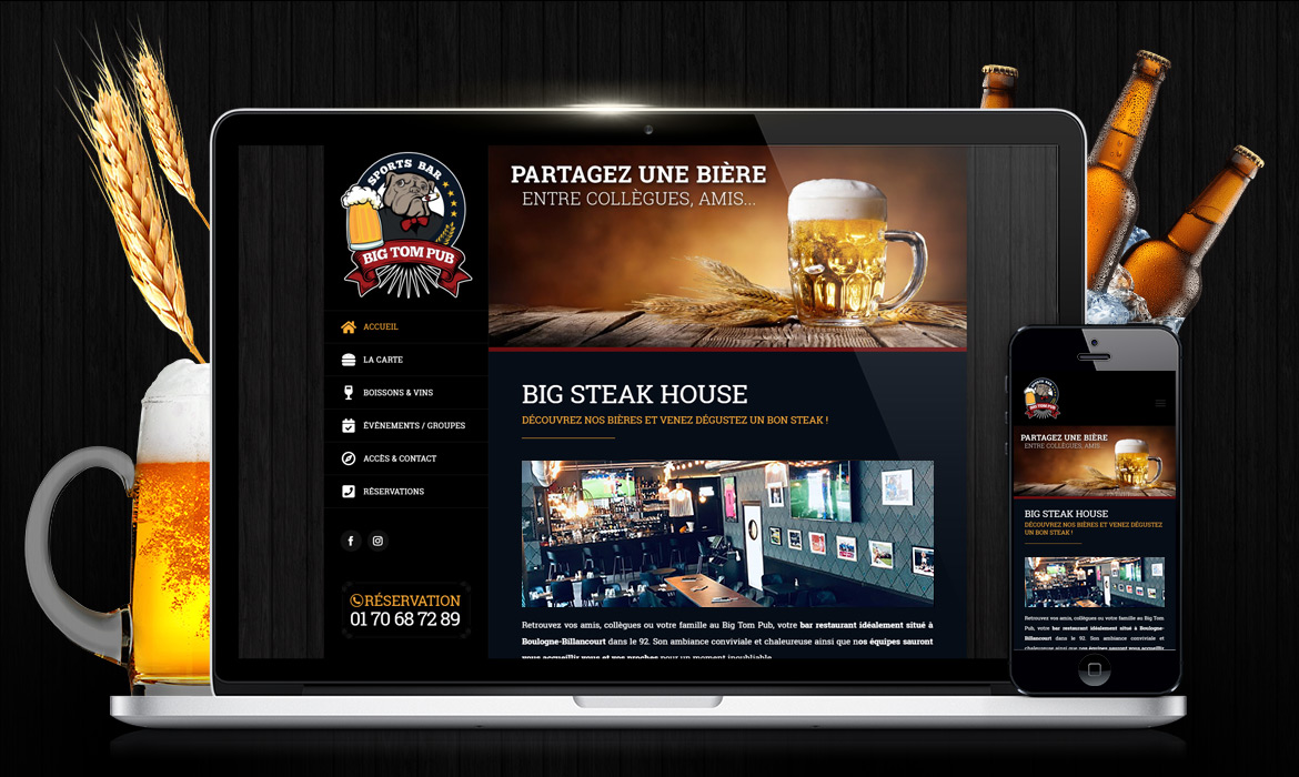 Big Tom Pub / Création de site web bar restaurant pub Big Tom Pub / Création de site web bar restaurant pub