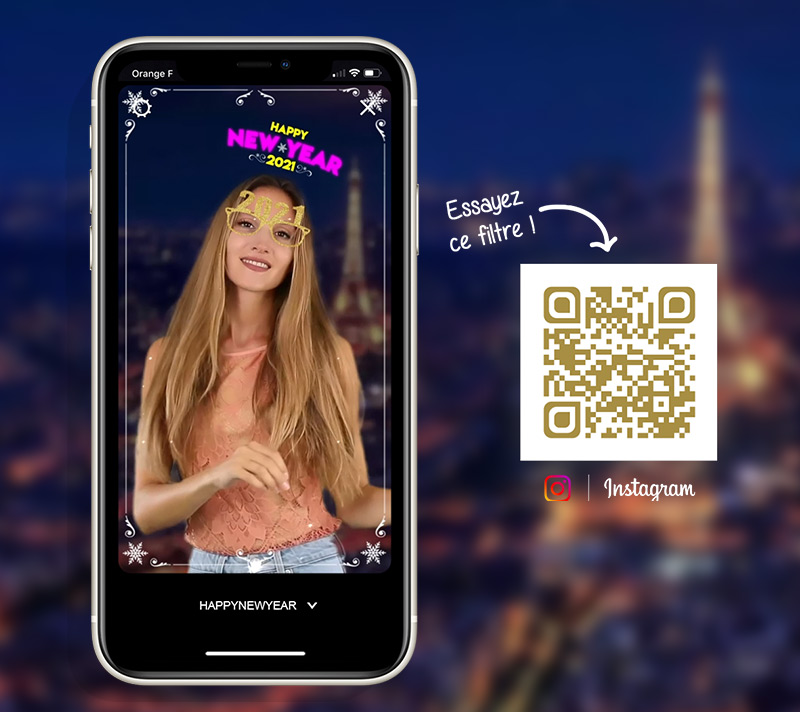Création de filtre en AR sur Instagram pour le Réveillon du Nouvel An Création de filtre en AR sur Instagram pour le Réveillon du Nouvel An
