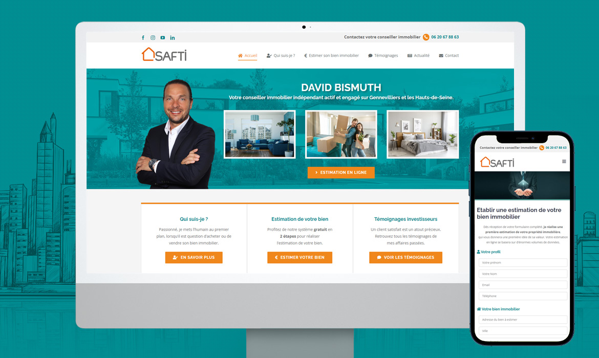 Création du site Internet responsive de David Bismuth, votre conseiller en immobilier sur tout les Hauts-de-Seine